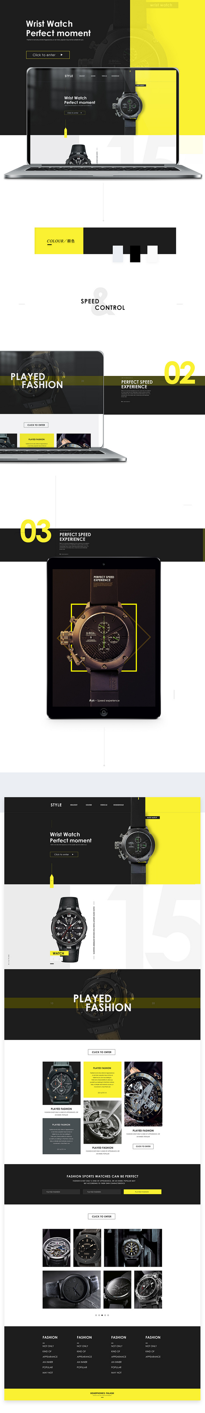 一組黃黑大氣手表網(wǎng)頁(yè)設(shè)計(jì)作品